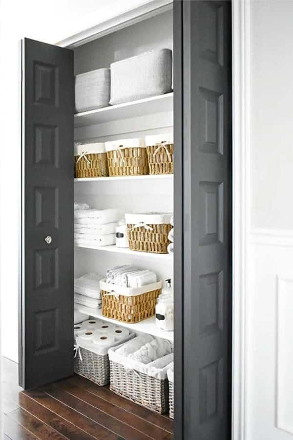 Modern Farmhouse Linen Closet Storage