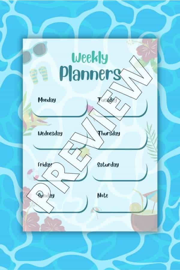 BLUE ILLUSTRATED SUMMER VIBES WEEKLY PLANNER