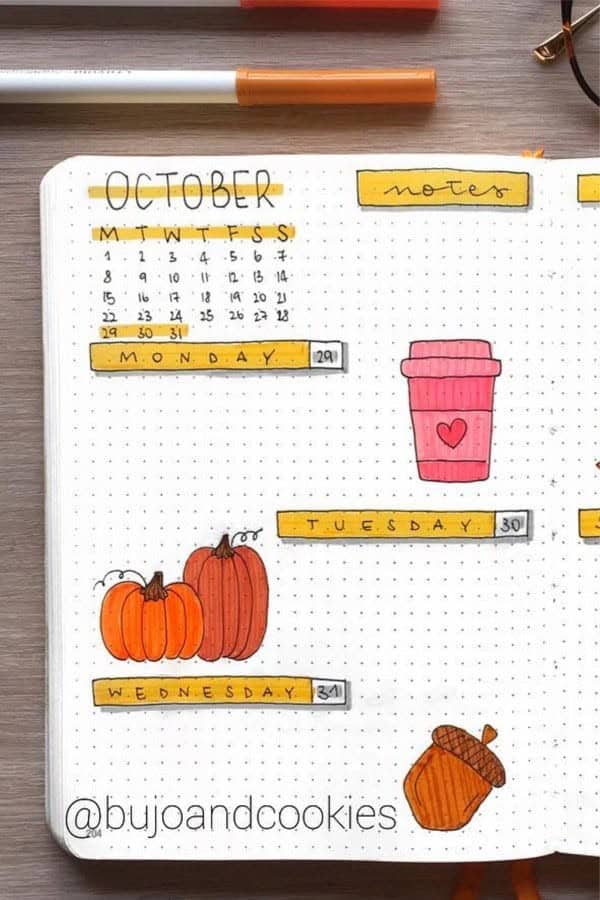 Cute Weekly Log With Doodles