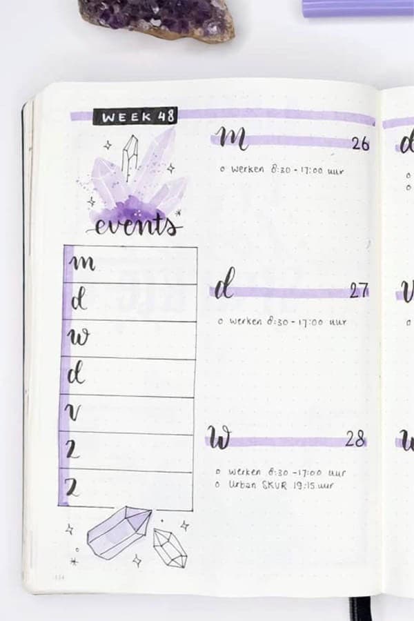 Weekly Spread With Purple Crystals