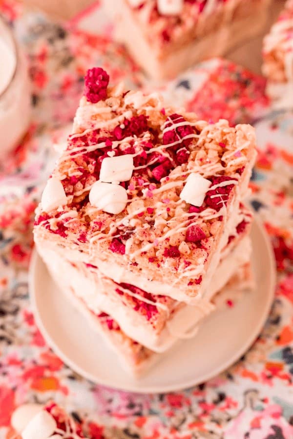 White Chocolate Raspberry Rice Krispies Treats