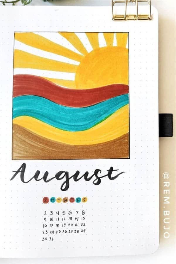 August Cover With Sunrise Doodle