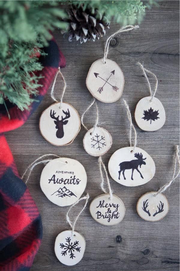 Faux Wood Burned Christmas Tree Ornaments