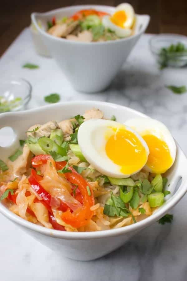 SPICY THAI COCONUT RAMEN WITH CHICKEN & CABBAGE