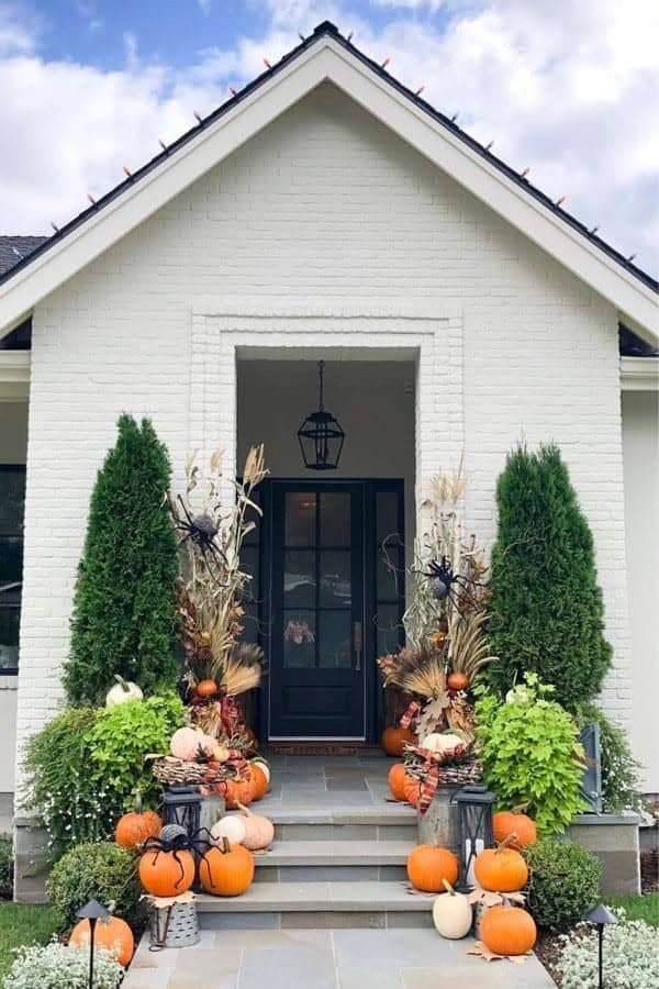 Front Porch With Pumpkins