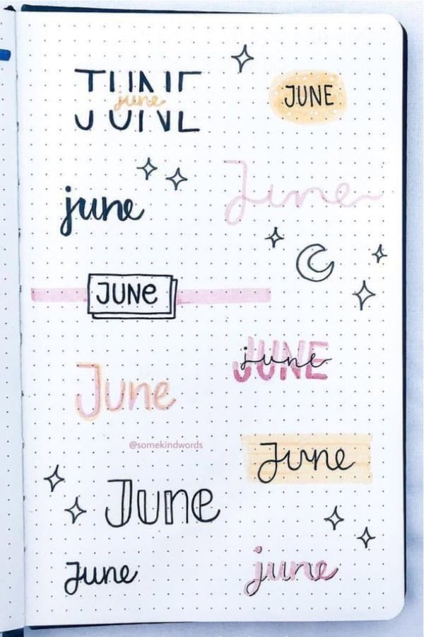 Simple June Bujo Titles