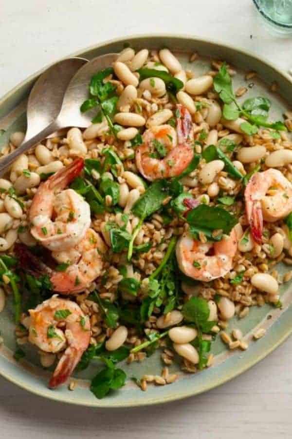 SHRIMP AND ARUGULA FARRO BOWL