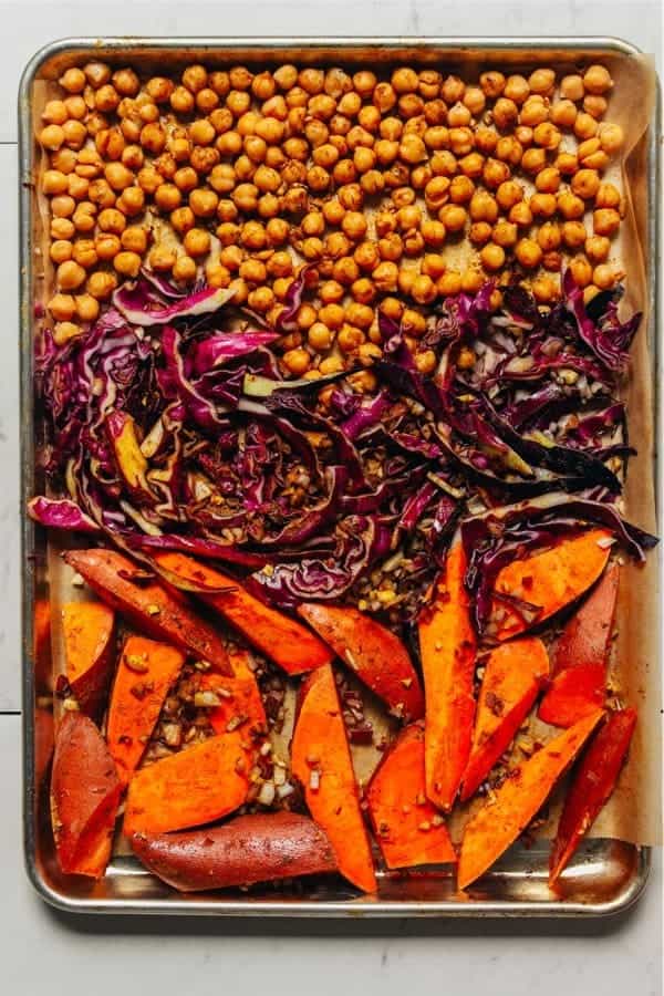 Curried Sweet Potato & Chickpeas Sheet Pan Recipe