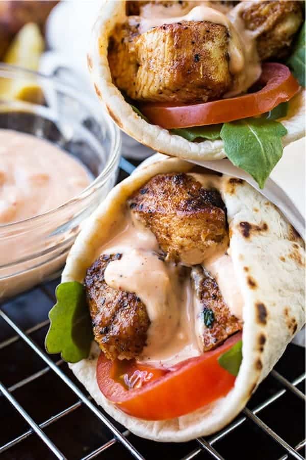 Grilled Lemon Chicken Flatbread Wraps