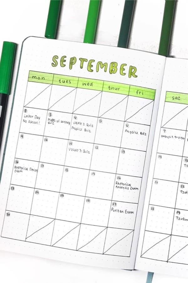 Easy September Monthly Log