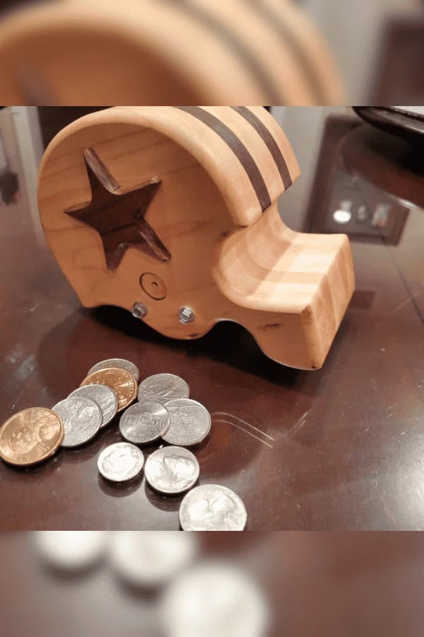 Wooden Football Helmet Bank