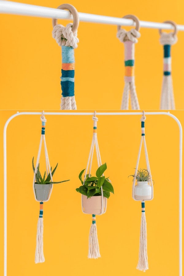 Knotted Rope Hanging Planter: