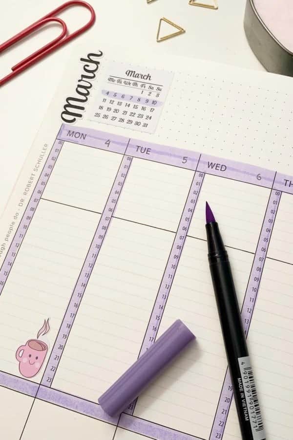 Planner Style Purple Spread