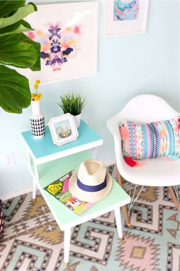 Colorful End Table Makeover