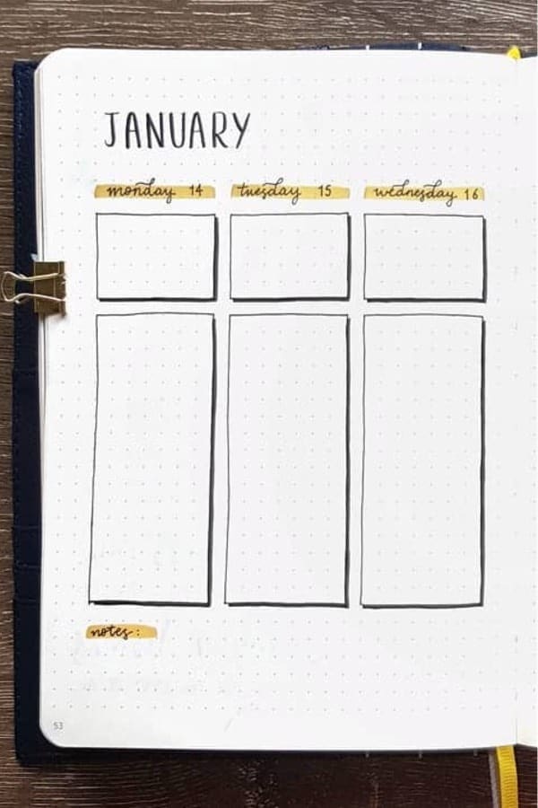 Yellow January Weekly Log