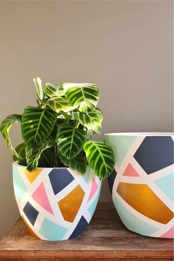 Geometric Painted Flower Pots