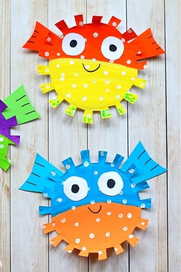 Paper Plate Pufferfish Craft for Kids