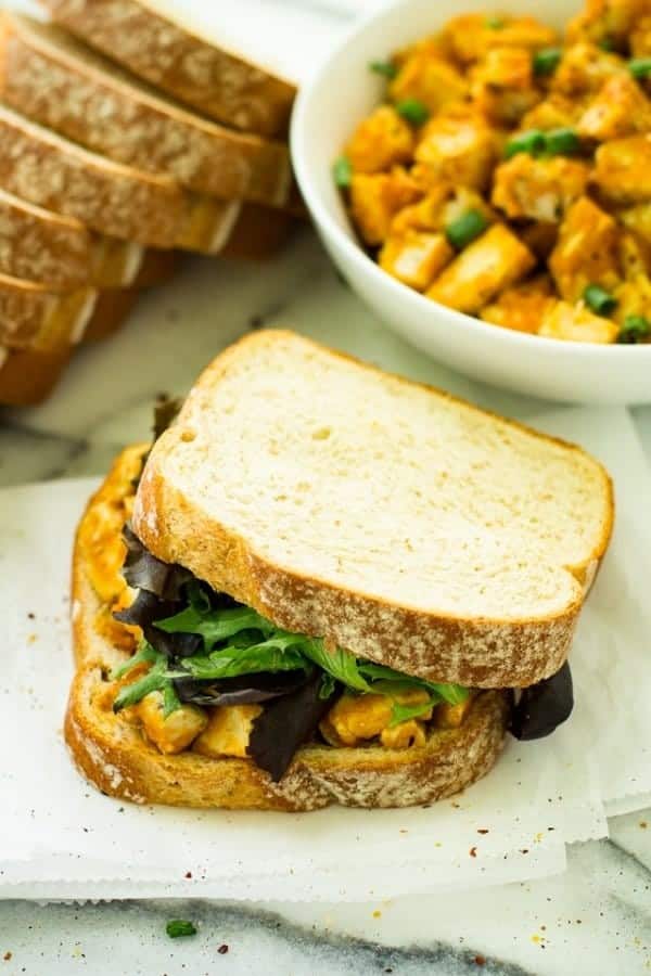 BARBECUE PUMPKIN CHICKEN SALAD SANDWICH