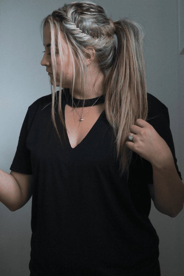 Cut Out V Neck Choker Tee