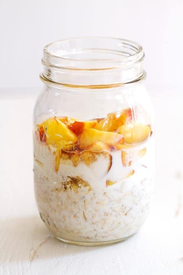 Peaches & Cream Oats In A Jar