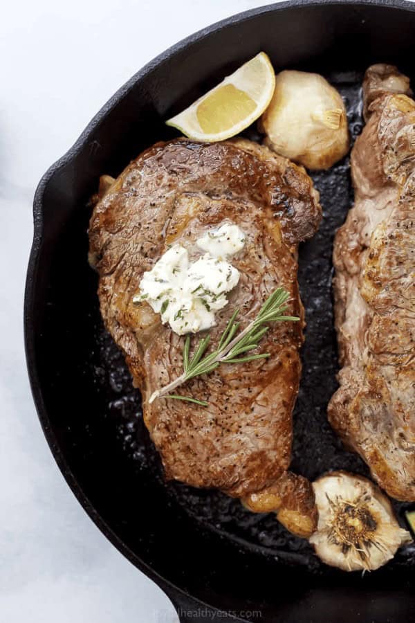 Pan-Seared Ribeye with Herb Butter