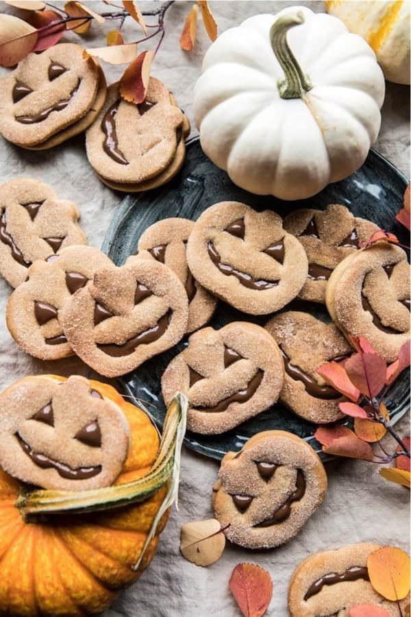 Milk Chocolate Stuffed Jack-O’-Lantern Cookies.