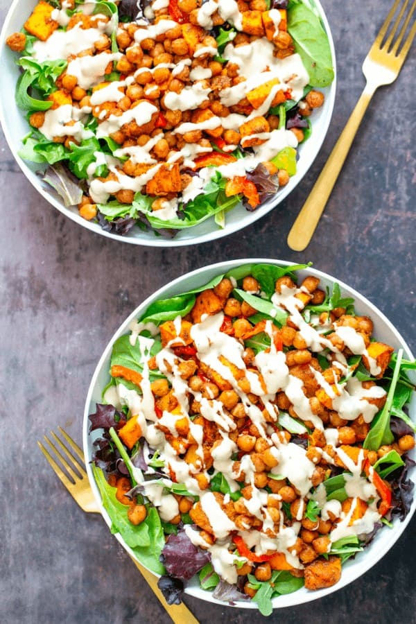 Spicy Sweet Potato Chickpea Salad Bowl