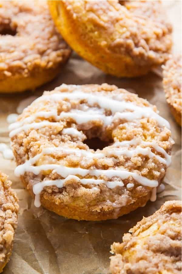 Coffee Cake Donuts with Vanilla Glaze