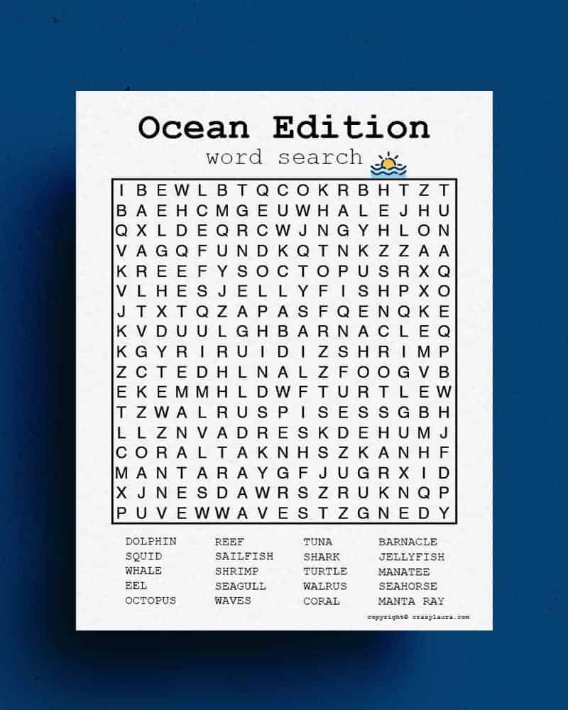 Ocean Word Search Medium