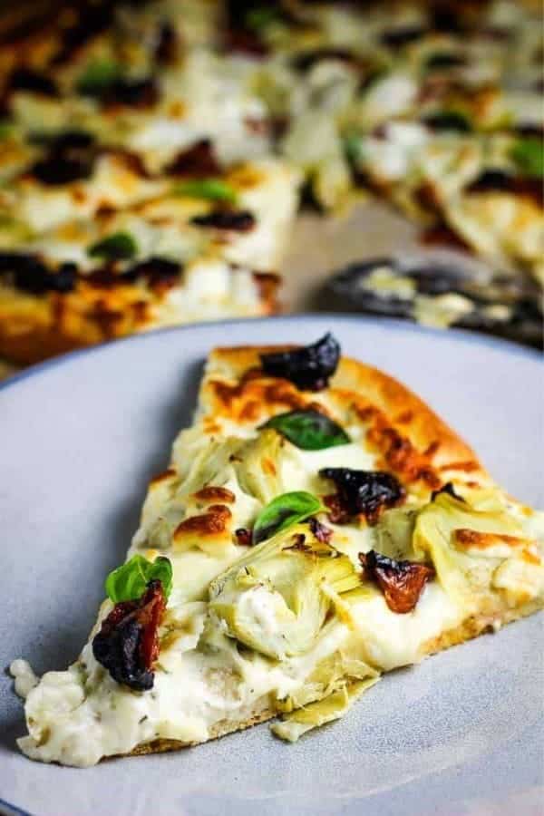 ARTICHOKE AND SUN-DRIED TOMATO PIZZA WITH BOURSIN