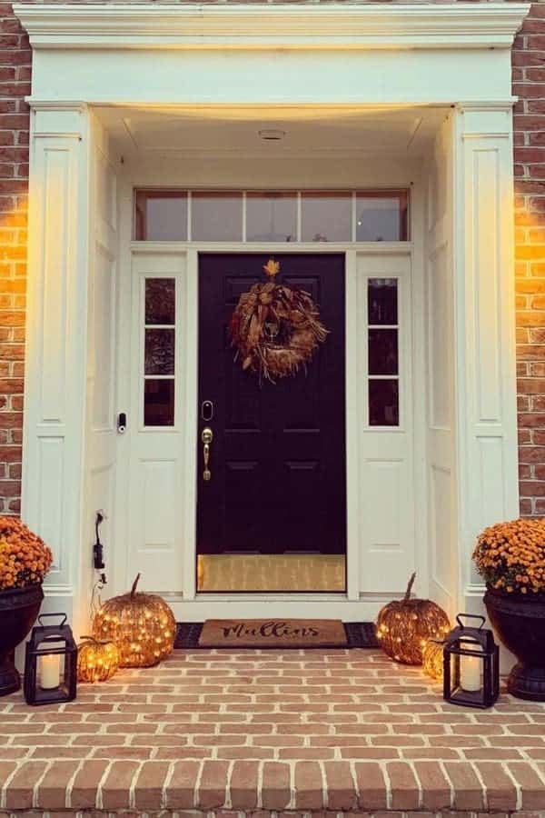 Porch With Light Up Pumpkins