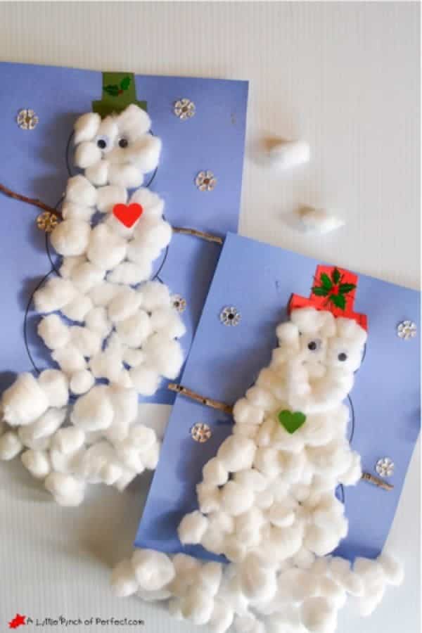 Cotton Ball Snowman Craft For Kids