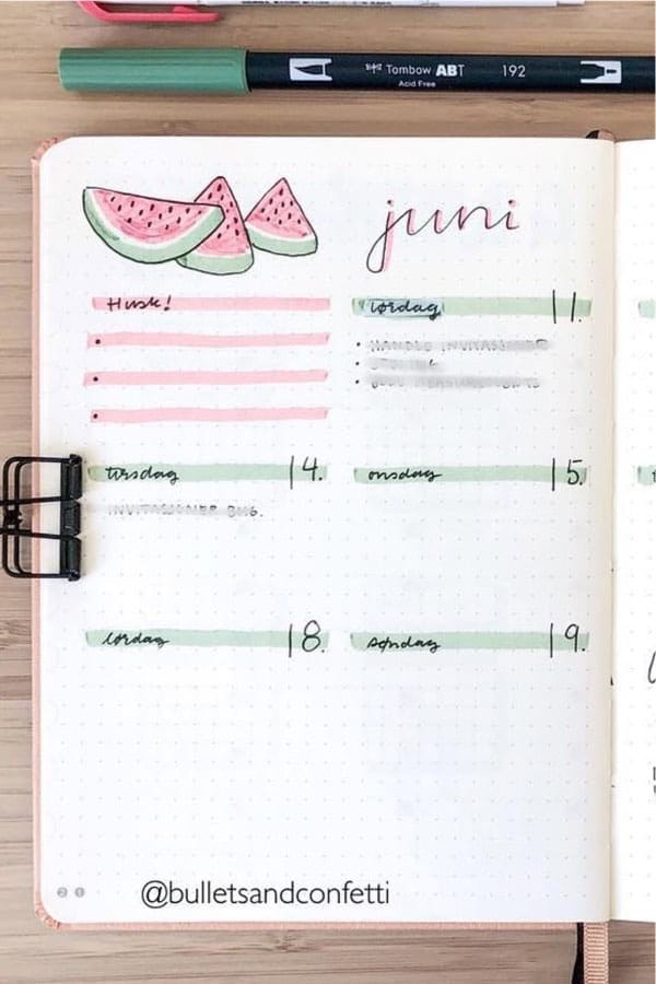 Pink & Green Weekly Spread