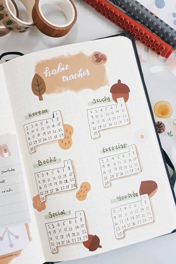 Acorn Habit Tracking Page