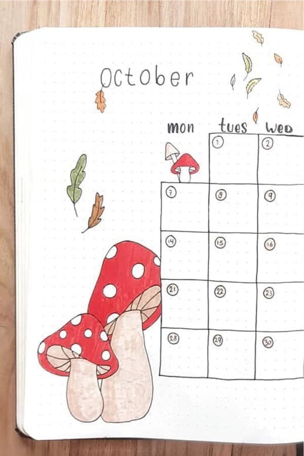 Monthly Spread With Mushrooms