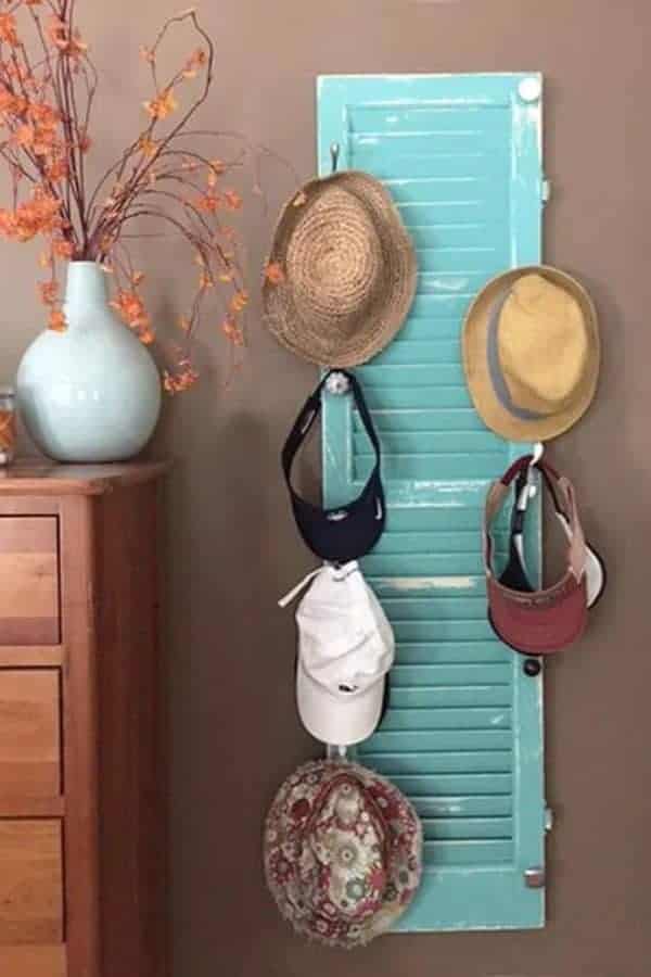 OLD SHUTTER HAT RACK