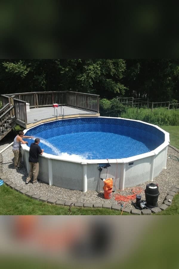 ELEVATED DECK WITH ABOVE-GROUND POOL