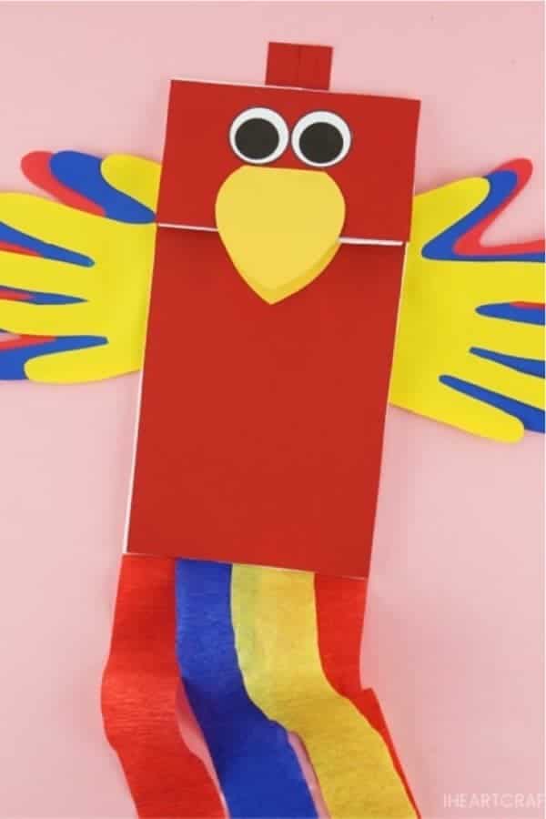 Paper Bag Parrot Puppets