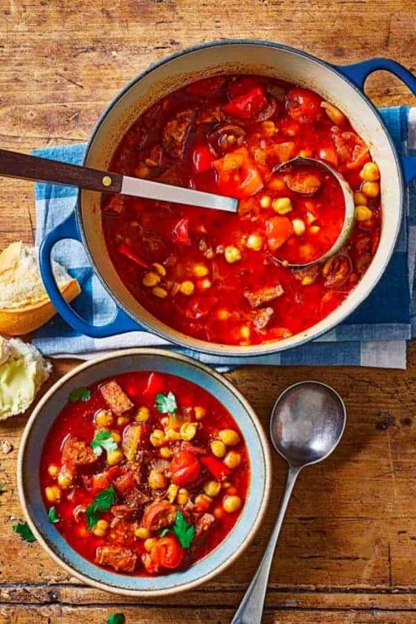 SMOKY SPANISH CHORIZO AND CHICKPEA SOUP