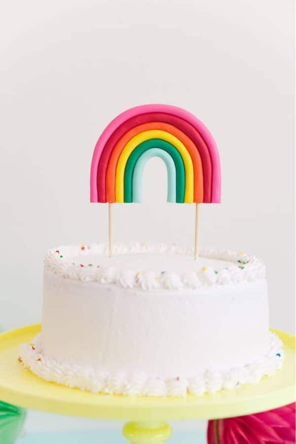 DIY Rainbow Polymer Clay Cake Topper