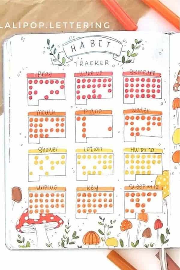 Fall Colored Habit Tracker