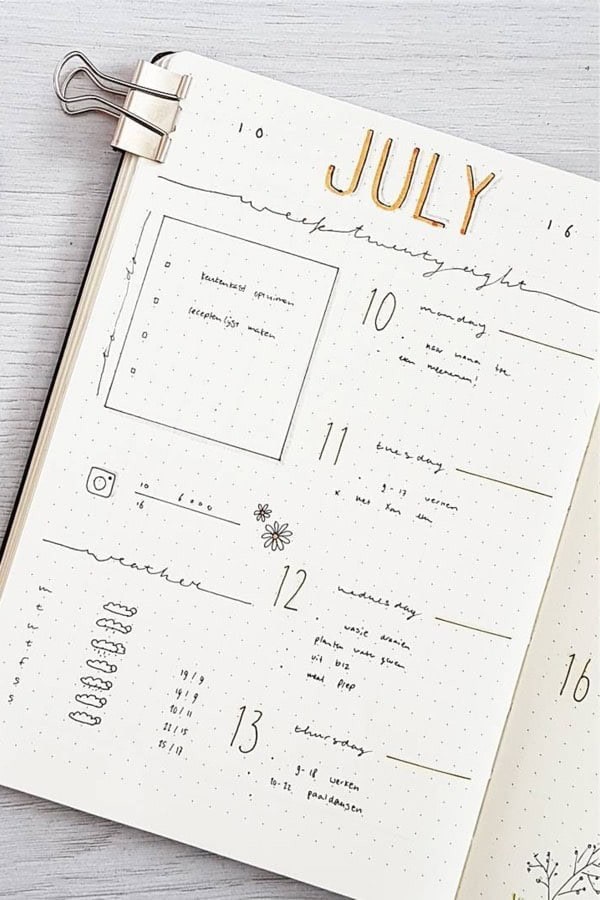 July Weekly Spread With Flowers