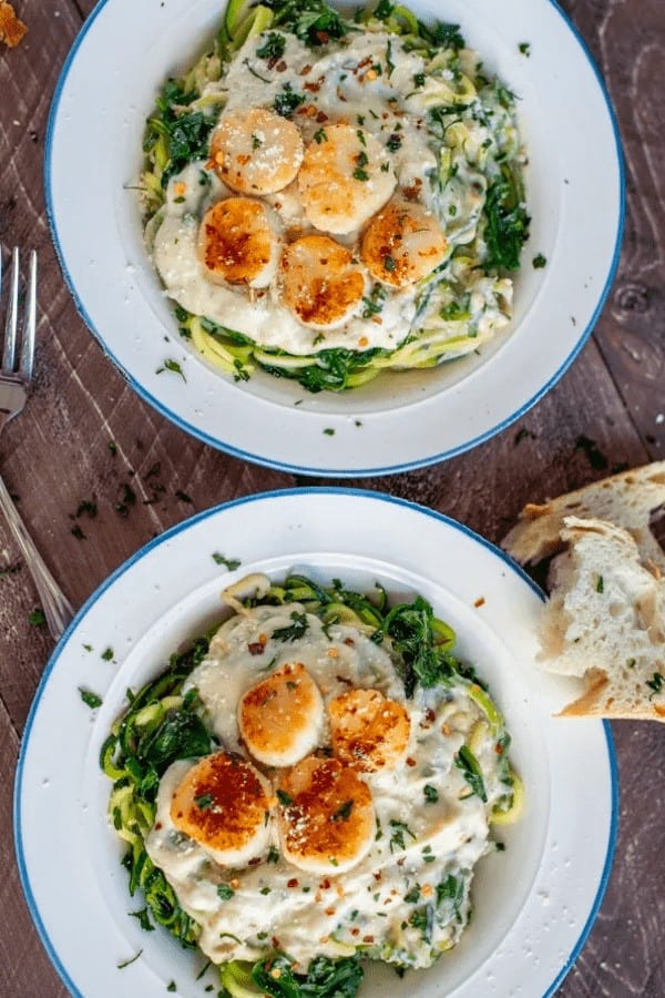 Pesto Spinach Cauliflower Alfredo Zoodles