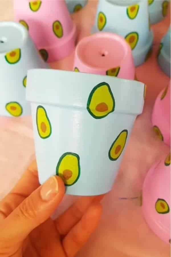 Avocado Painted Mini Flower Pot