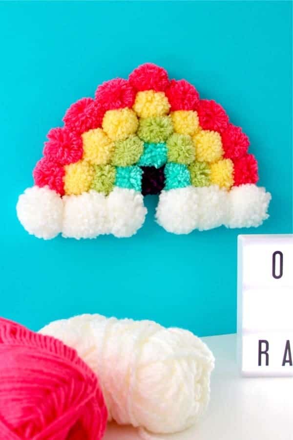 DIY Pom Pom Rainbow Art