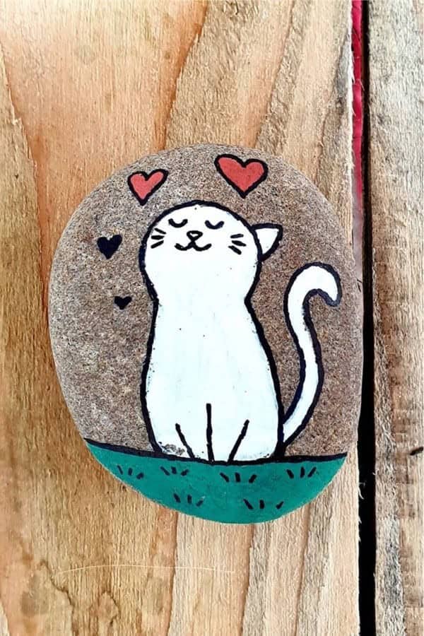 Cat Painted Rock