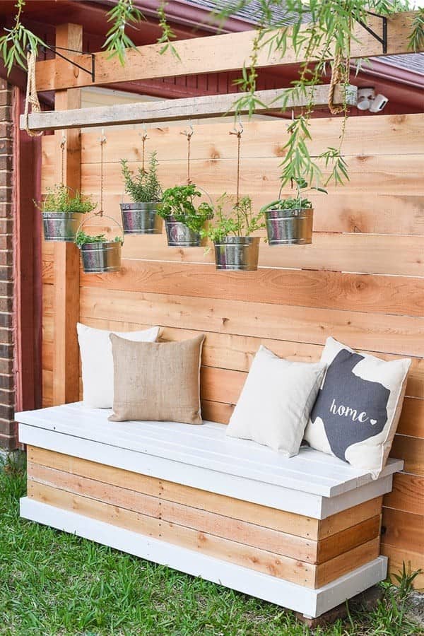 White Outdoor Storage Bench