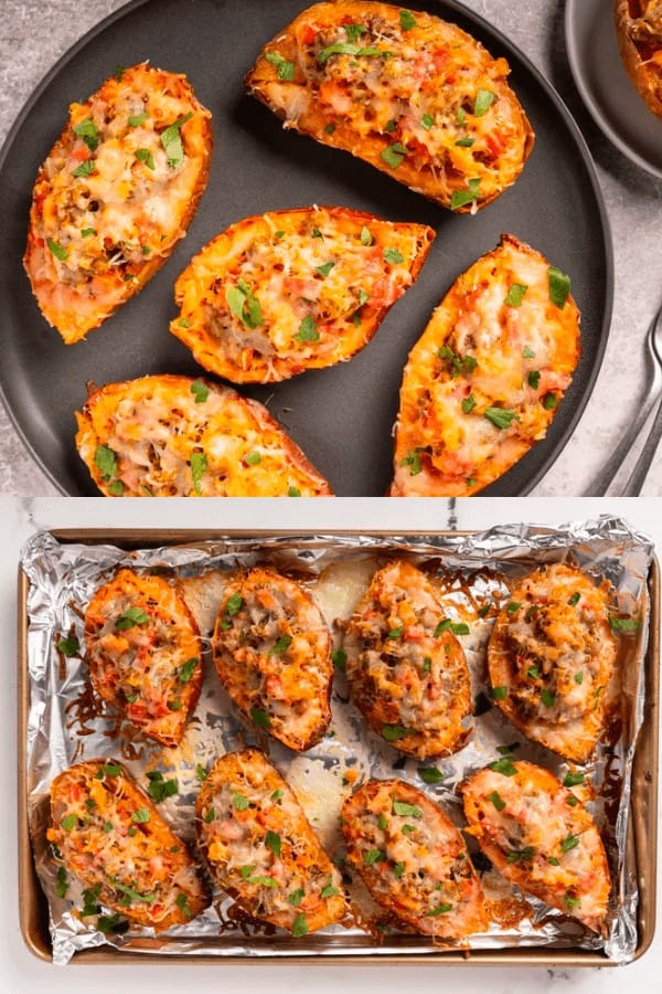 Mushroom and Sausage Stuffed Sweet Potatoes