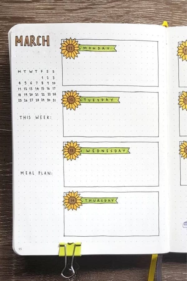 Sunflower Weekly Spread