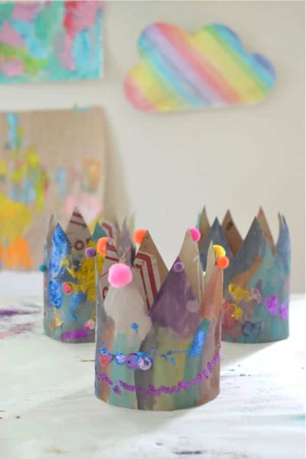 Paper Bag Crown Craft For Kids